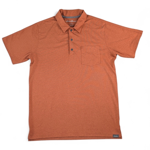 Eddie Bauer Adventurer Polo Shirt Men's Small Orange Short Sleeve Buttons Collar - Picture 2 of 9